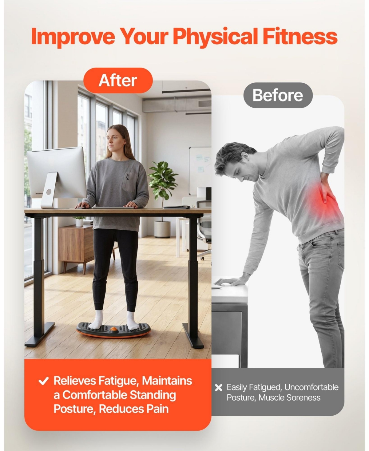 Sugift Balance Board Wobble Board Trainer with Massage Ball for Core Workouts Standing Desk Home Office