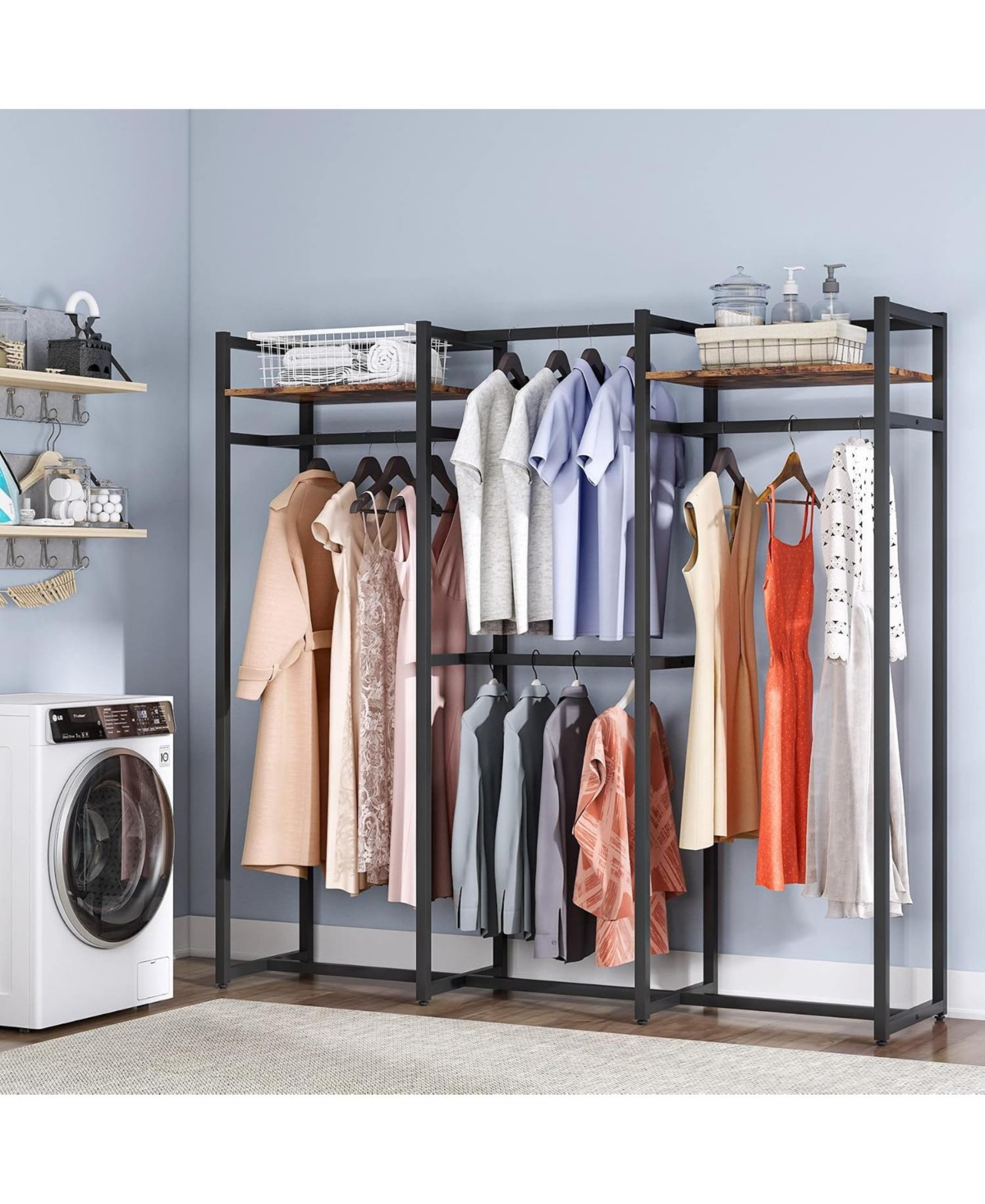 Tribesigns Heavy Duty Garment Rack with Shelves