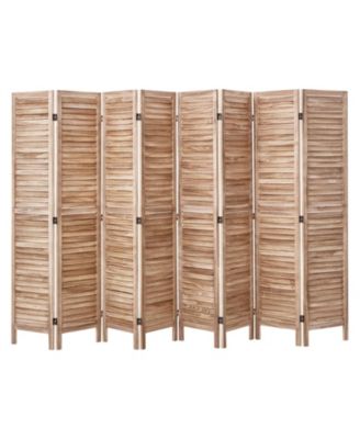 8 Panel Folding Wood Privacy Screen, Tall Louvered Room Divider for Bedroom Living Room Office