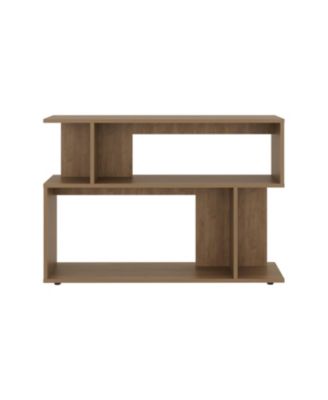  Asymmetrical Sofa Side Table with Open Storage and Top Shelf