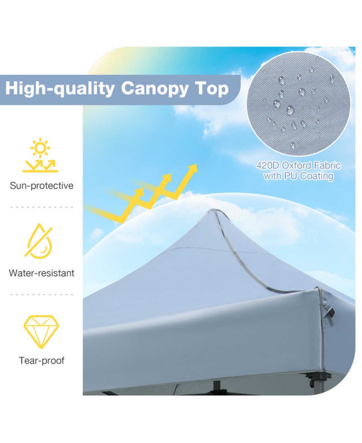 Sugift 10 x 10 Feet Pop-Up Canopy Tent Easy Setup Gazebo Shelter with Wheeled Bag