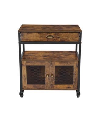 24 Inch Farmhouse Coffee Bar Cabinet with Storage and Wheels