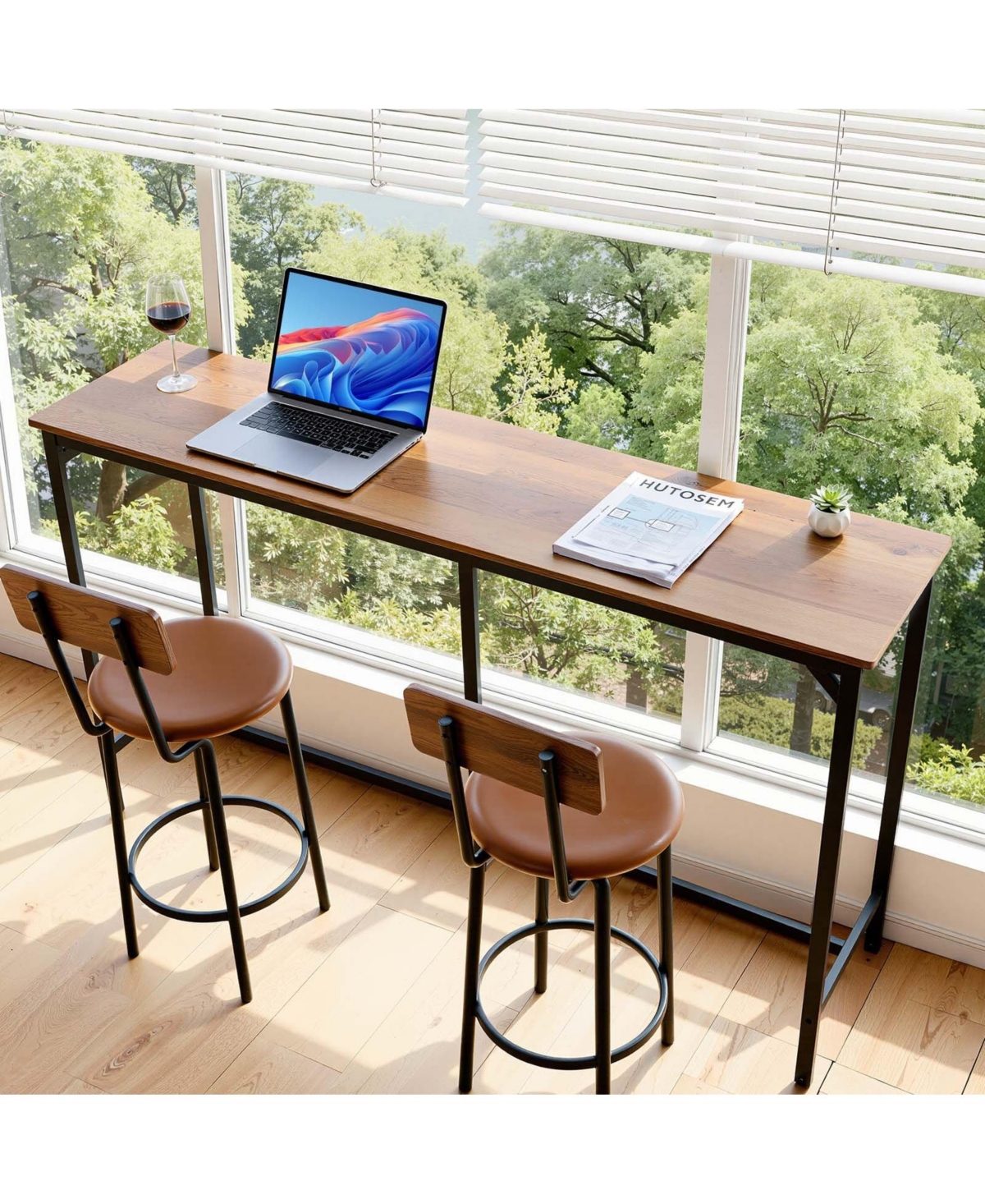 Slickblue 63 Inch Kitchen Bar Table with Rounded Edge High Top Dining Design
