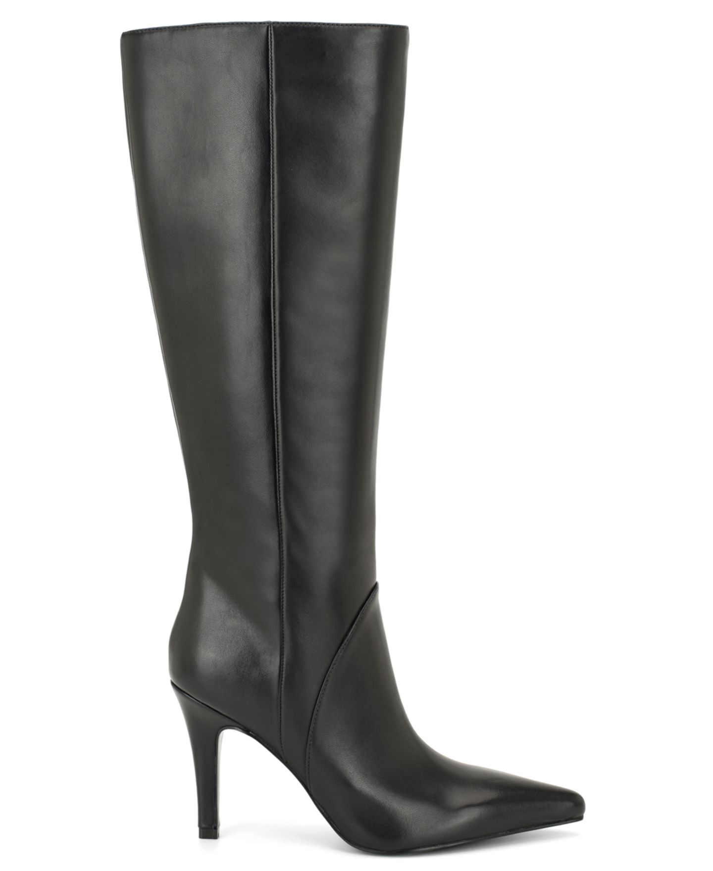 Женские ботинки Nine West Korin Tall Pointed Toe Stiletto Dress Boots, Regular & Wide Calf, цвет: Чёрный кожаный — фото 2