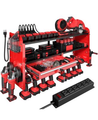 Power Tool Organizer Wall Mount Drill Rack Holder Charging Station Locking Drawers