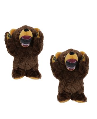 Angry Animals Bear 2 Pack, Durable Plush Squeaky Dog Toy