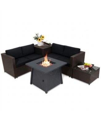 5-Piece Patio Furniture Set with 50000 BTU Propane Fire Pit Table