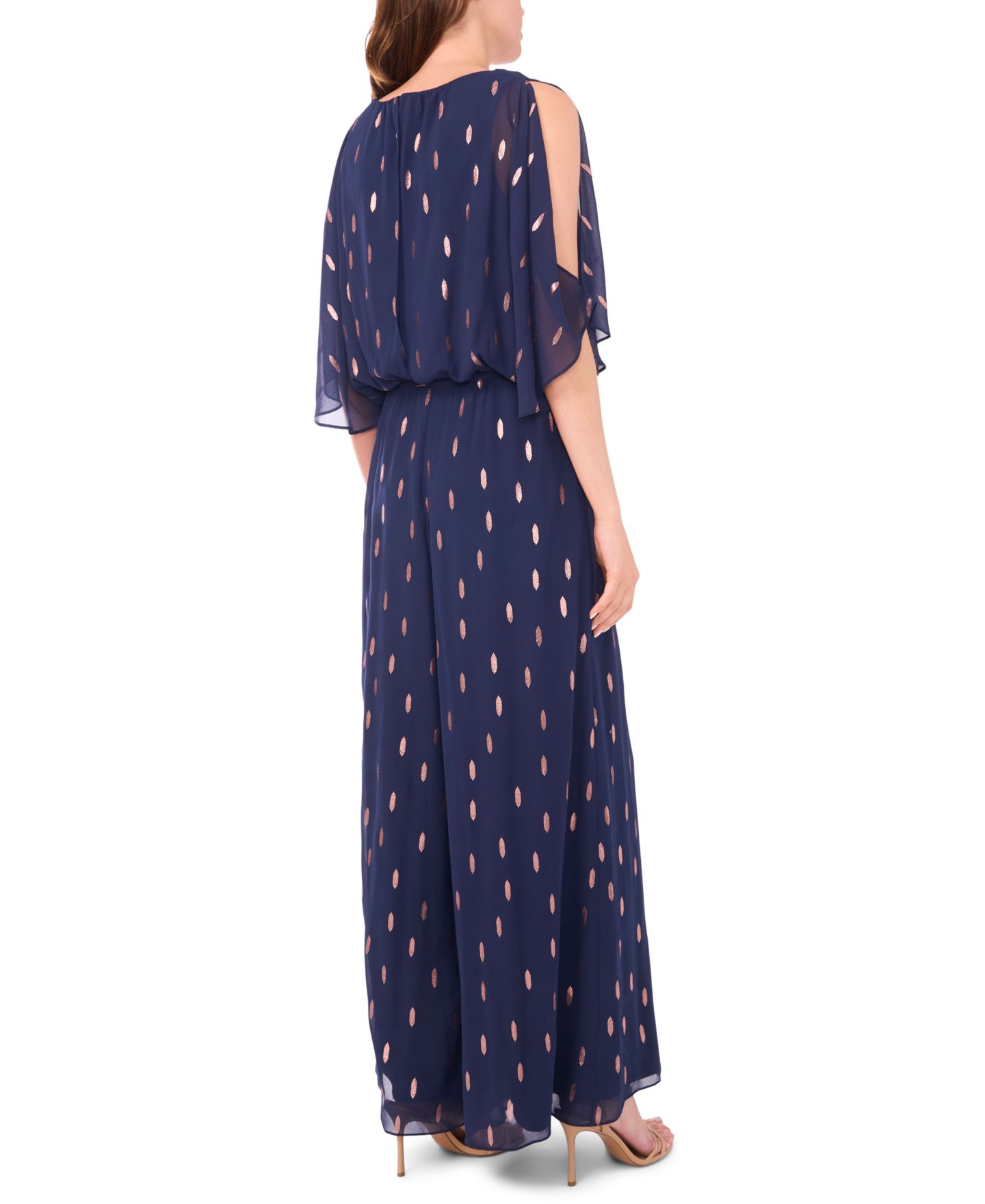 Женский комбинезон MSK Petite Wide-Leg Metallic Chiffon Jumpsuit, цвет: Тёмно-синий — фото 5