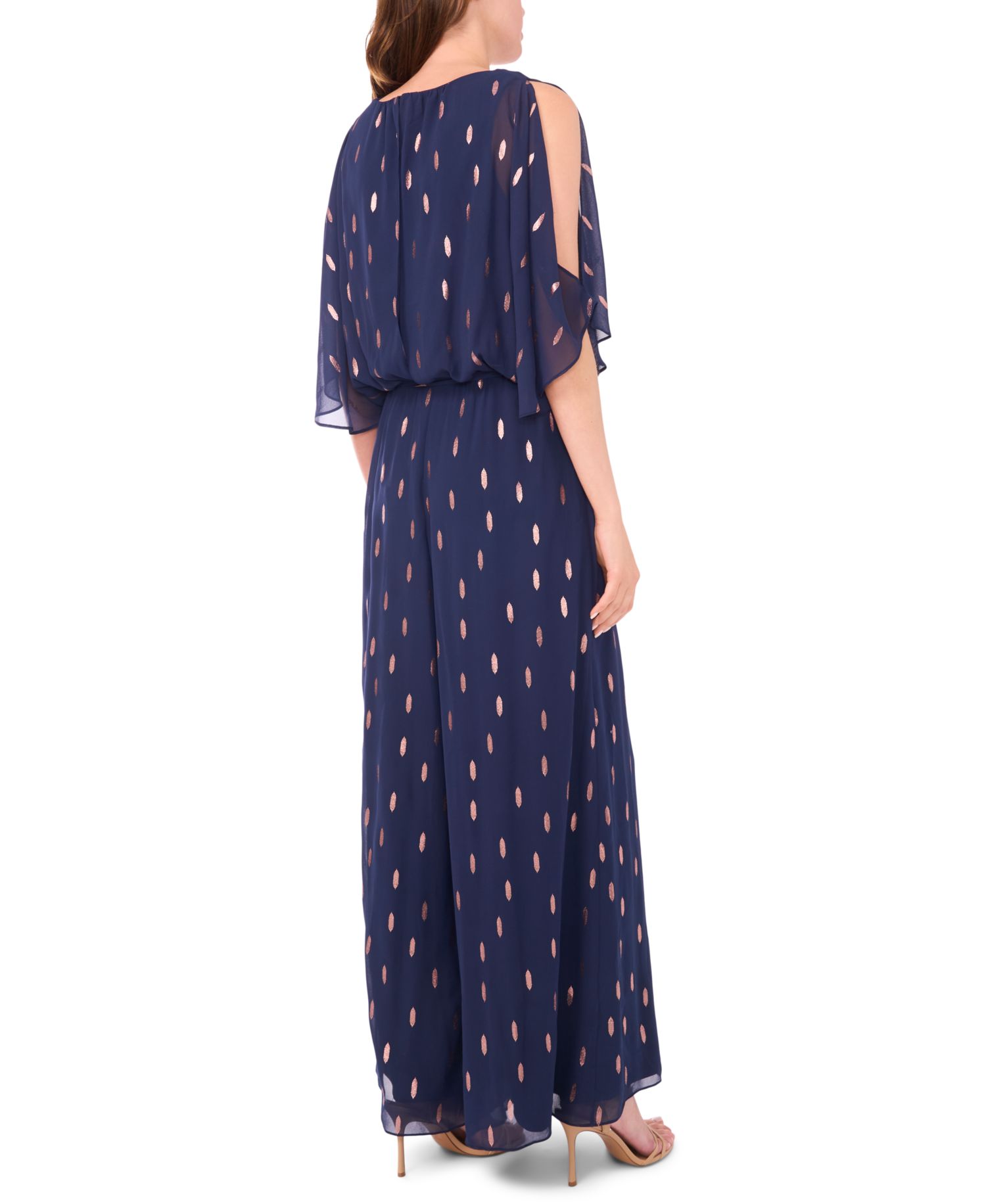 Petite Wide-Leg Metallic Chiffon Jumpsuit