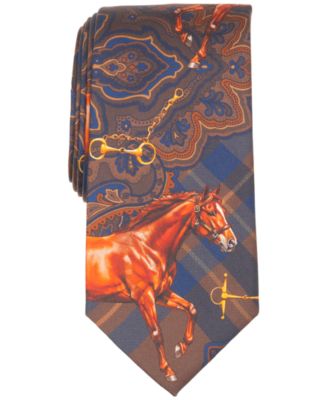 Men's Equestrian Royal Print Silk Tie