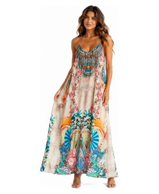 Women's Halter Open-Back Floral Maxi Dress