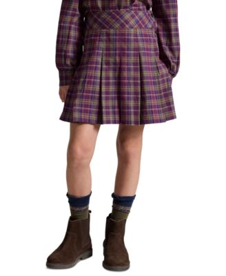 Girls' 7-16 Plaid Pleated Cotton Poplin Skirt