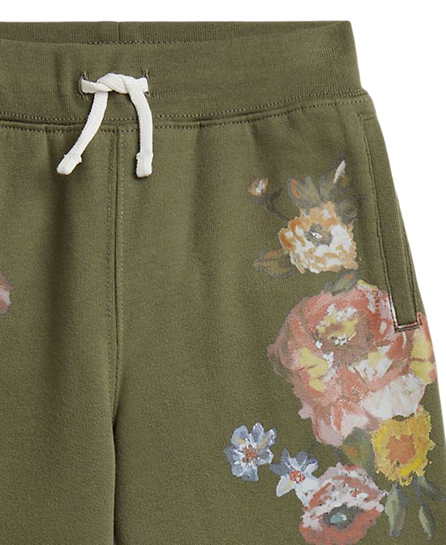 Брюки Polo Ralph Lauren Floral Wide-Leg Fleece Sweatpants для девочек, цвет: Оливковый — фото 4