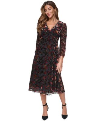 Women's Open Back Floral A-Line Midi Dress