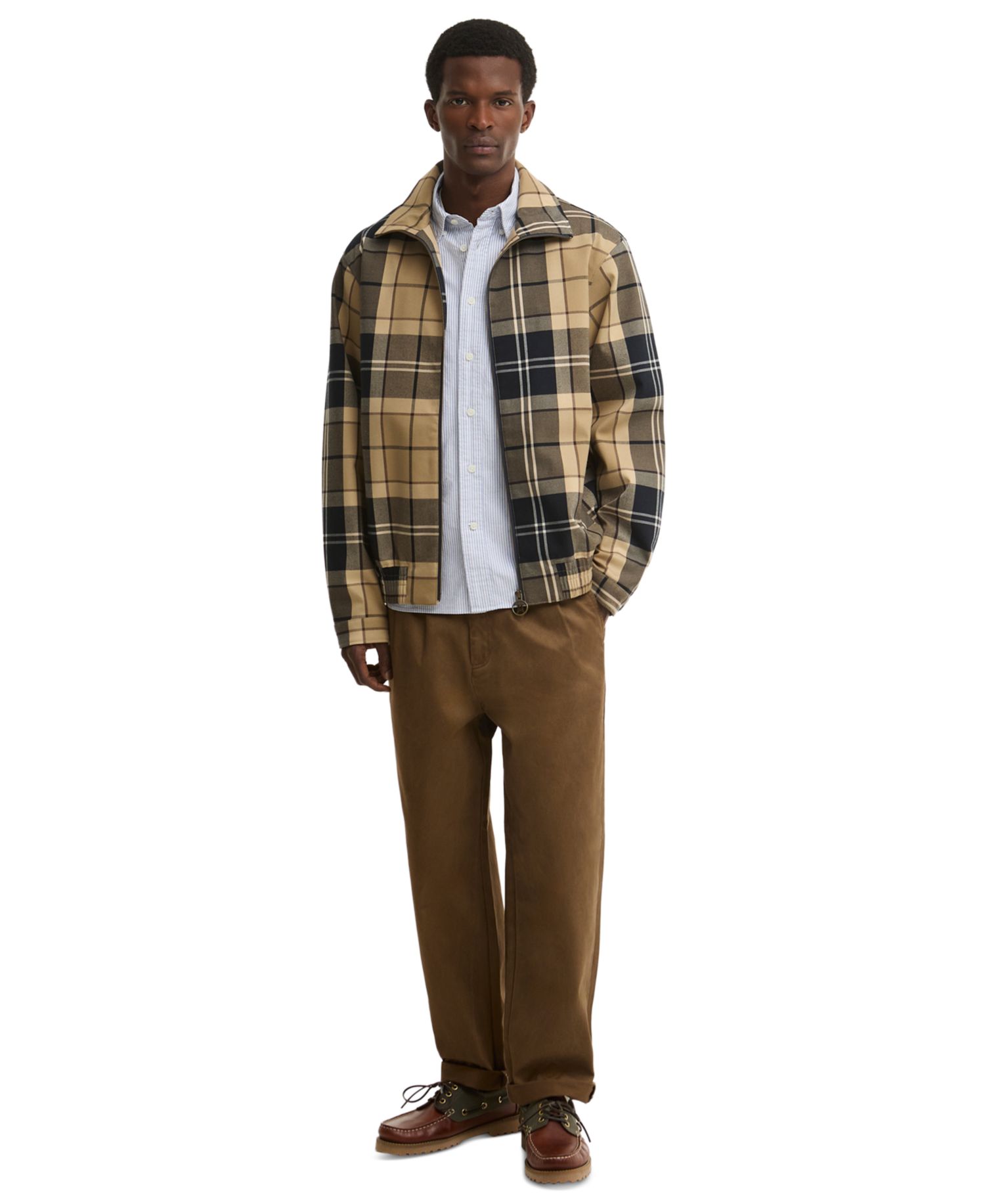 Men's Tartan Funnel-Neck Showerproof Jacket