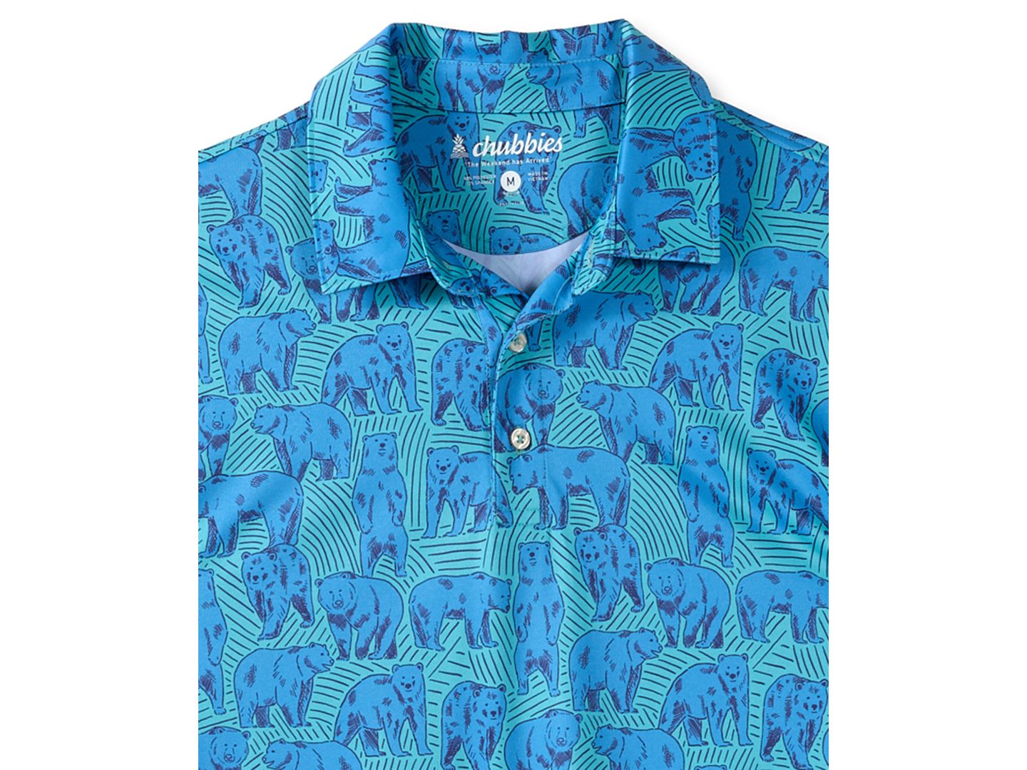 Мужская рубашка Chubbies Bear With Me Regular-Fit Polo Shirt, цвет: Бирюзовый / Аквамариновый — фото 3