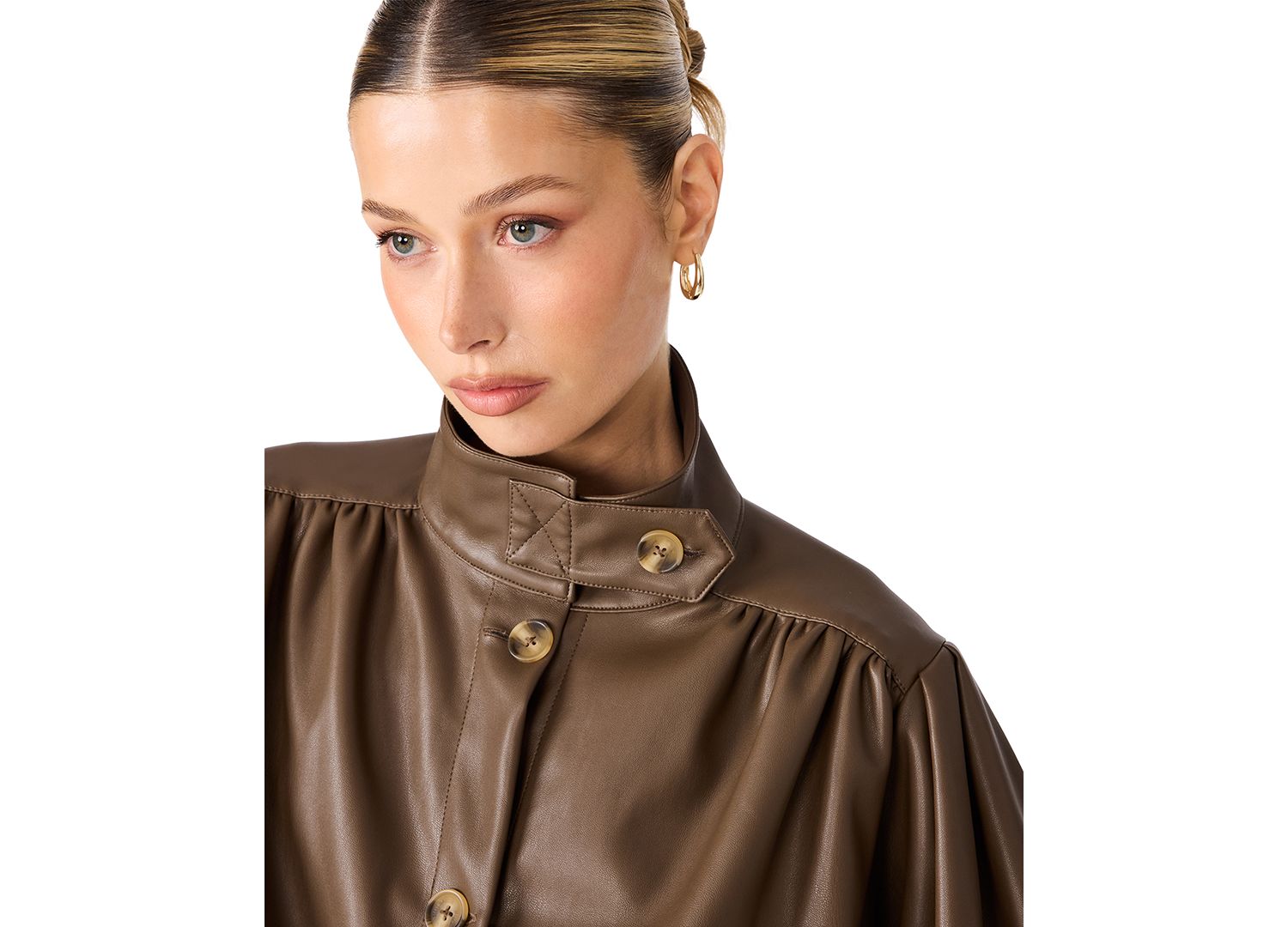 Women's DeeDee Cropped Puff-Sleeve Faux Leather Jacket