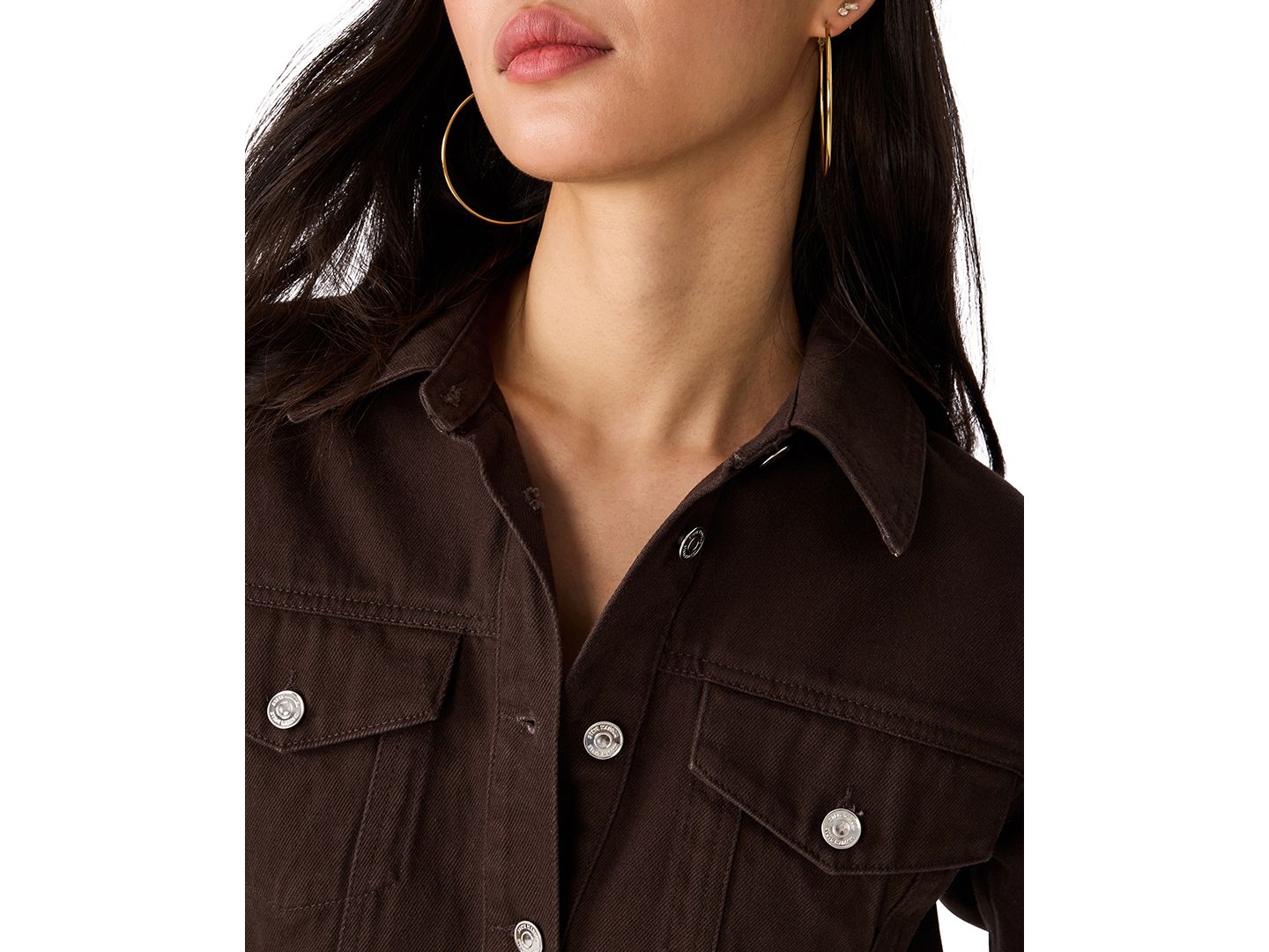 Женская куртка Steve Madden Dove Cropped Denim Jacket, цвет: Тёмно-коричневый варёный — фото 4