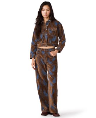 Women's Dove Cropped Corduroy Jacket and Sydnee High-Waisted Wide-Leg Paisley-Print Jeans