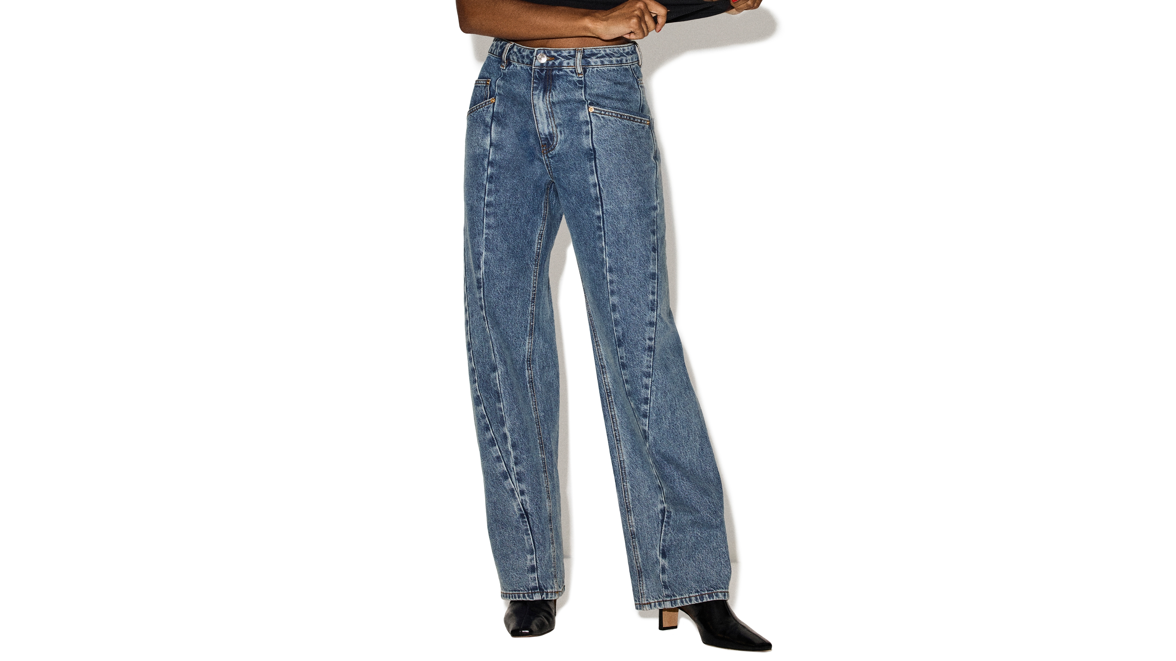 Steve Madden Women's Seamed Sydnee High-Rise Twisted-Seam Tapered Jeans