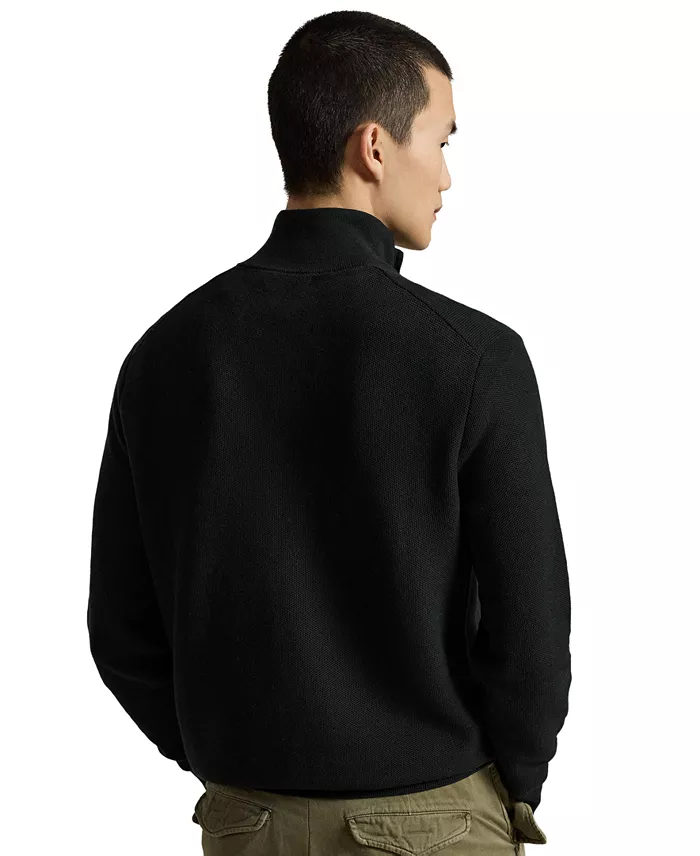 Men's Mesh-Knit Cotton Quarter-Zip Sweater - thumbnail 9