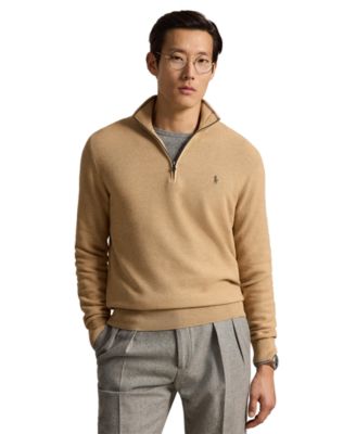 Men's Mesh-Knit Cotton Quarter-Zip Sweater