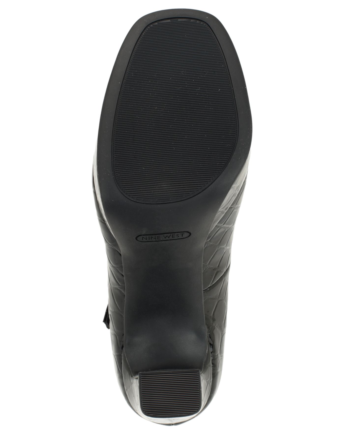 Женские туфли-лодочки Nine West Daphni на платформе и устойчивом каблуке с Т-ремешком, цвет: Чёрный лаковый — фото 5