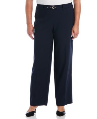 Plus Size Wide-Leg Pull-On Mid-Rise Pants