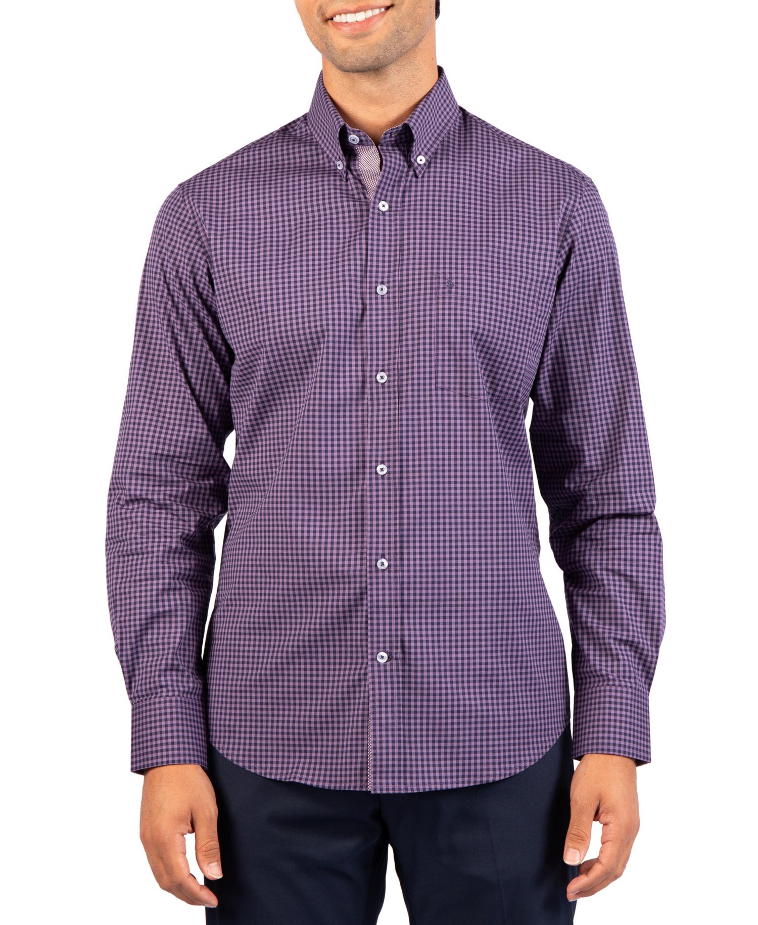 Men's Tonal Gingham Long Sleeve Shirt