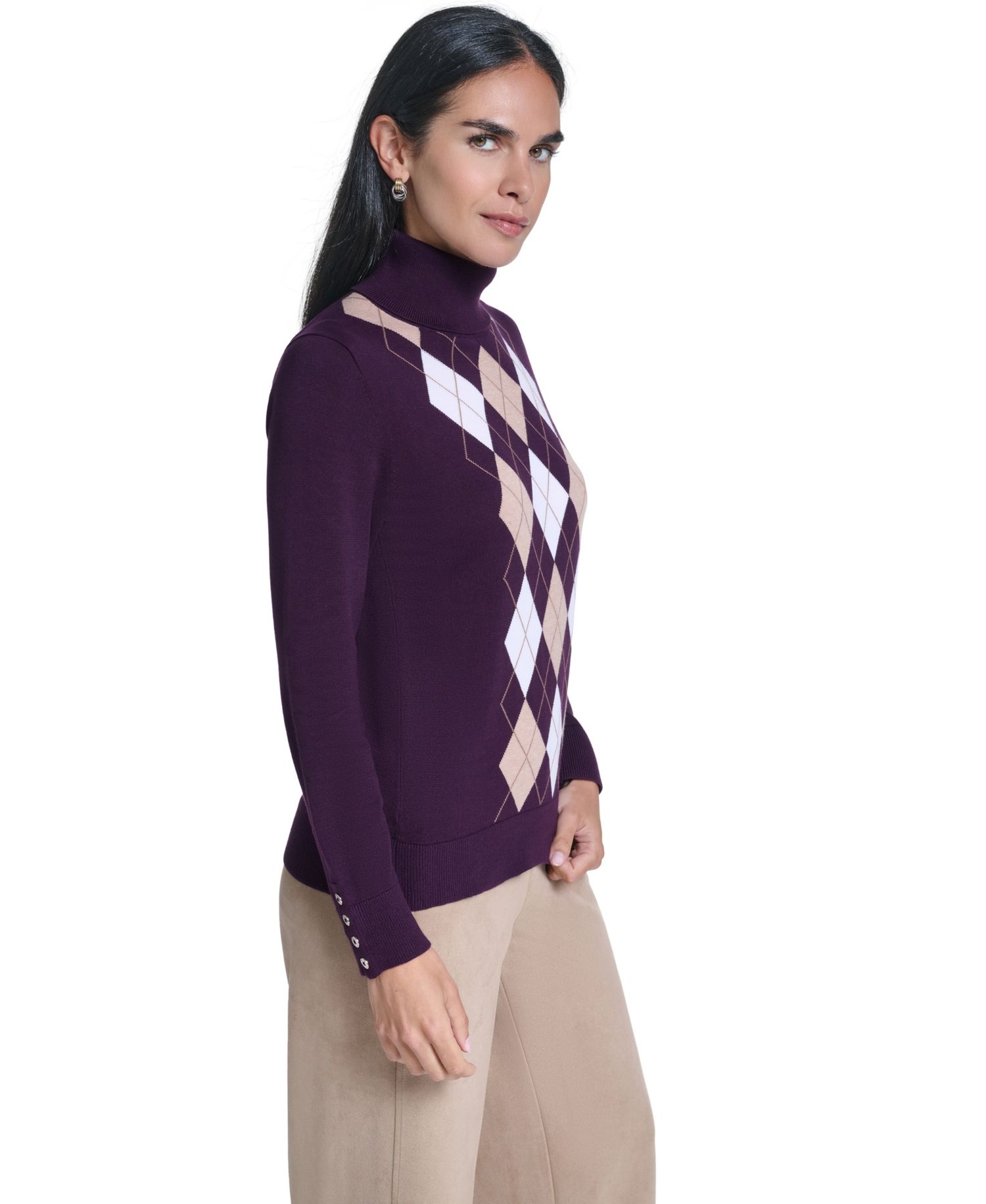 Women's Argyle Turtleneck Sweater