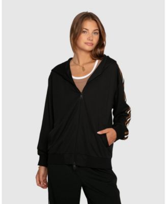 Women's Ready To Go Hooded Zip-Up Striped Sleeve Jacket