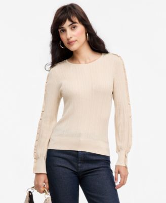 Women's Ruffle-Trim Rib-Knit Sweater