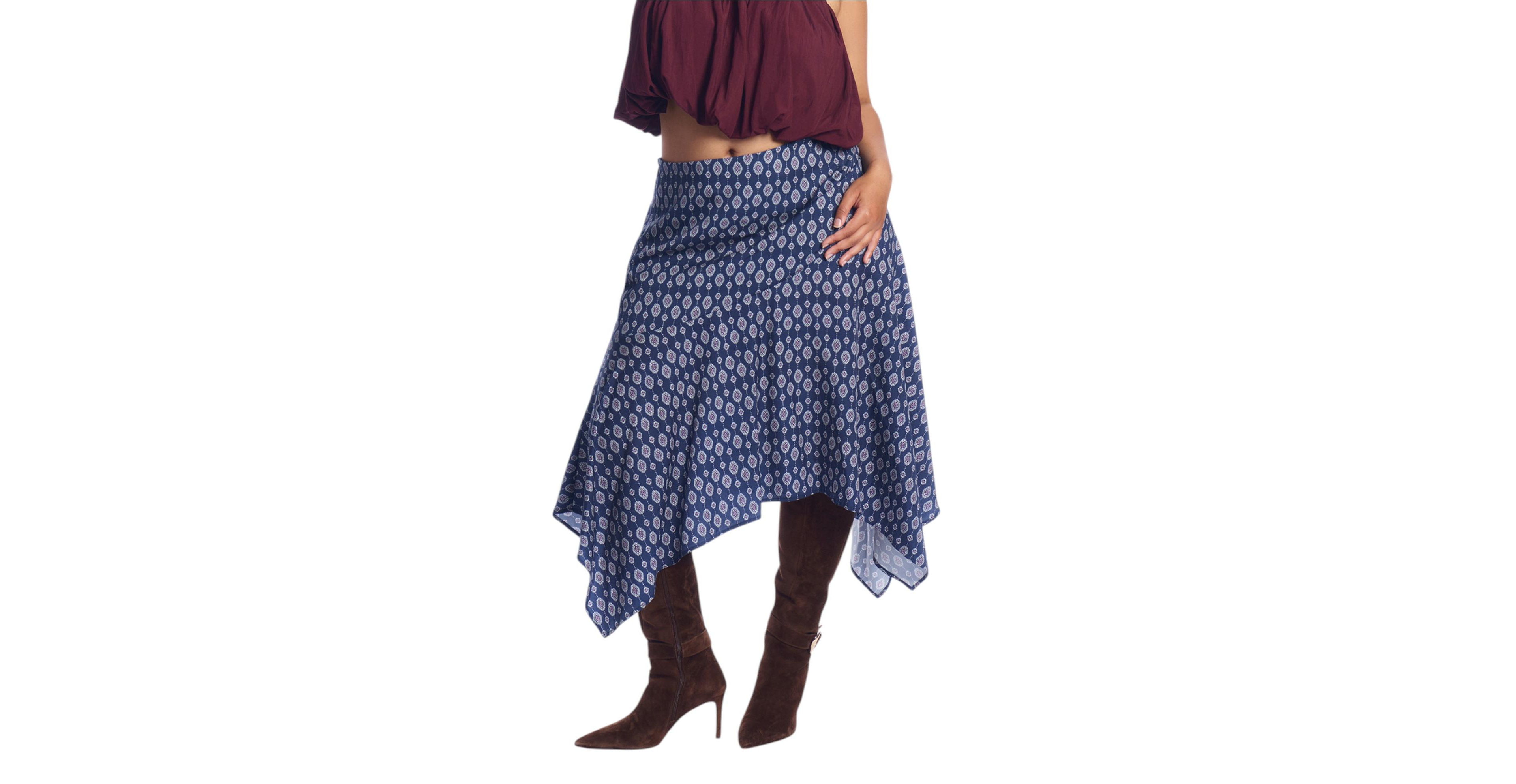 June & Vie Plus Asymmetric Printed Tencel Midi Skirt