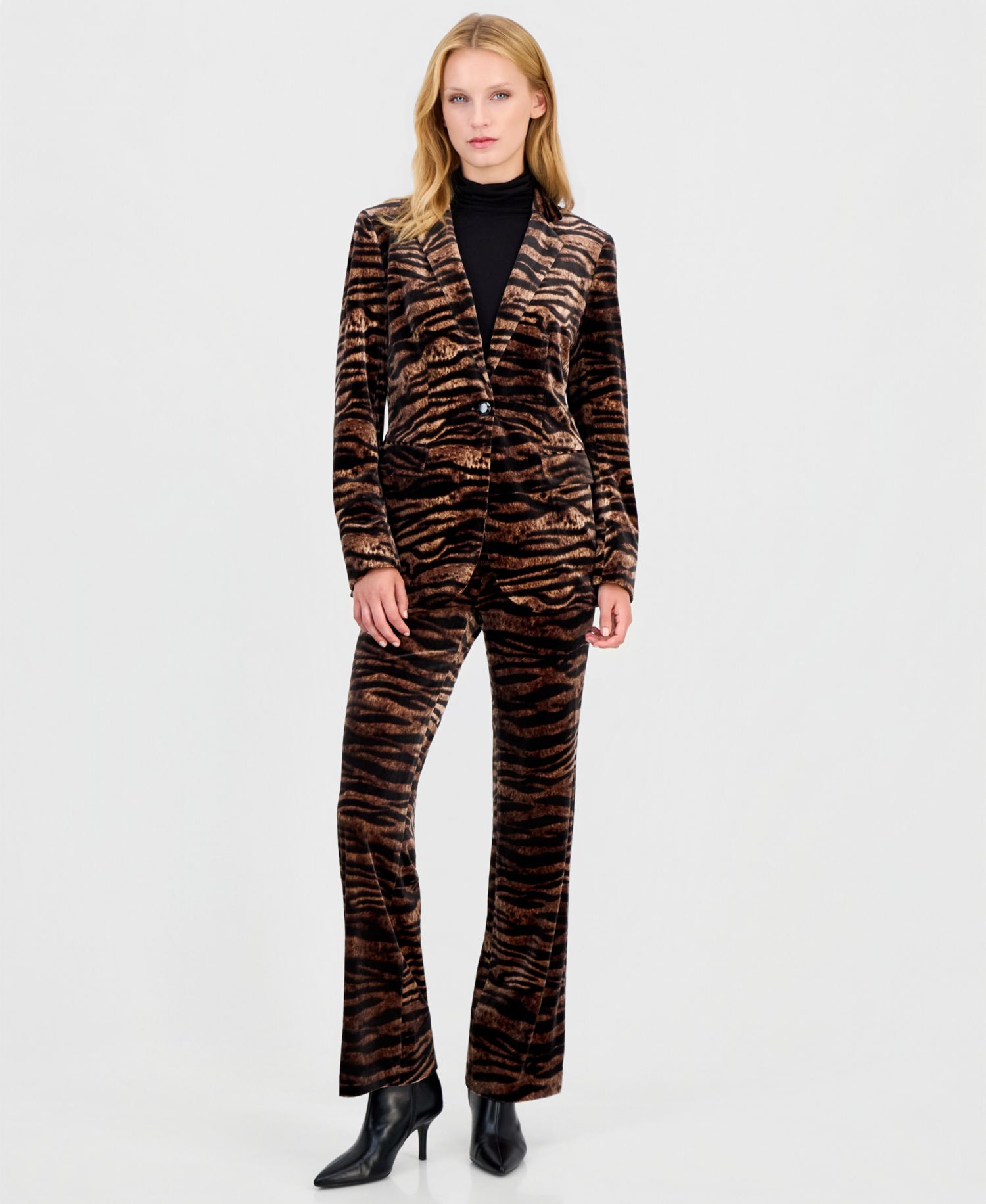 Women's Animal-Print Velvet Flare Pants