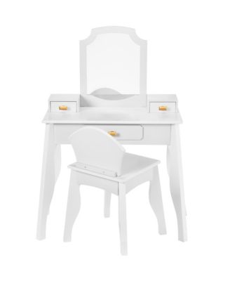 Wooden Vanity with Mirror and Drawers, 2-Piece Set, Ages 3+
