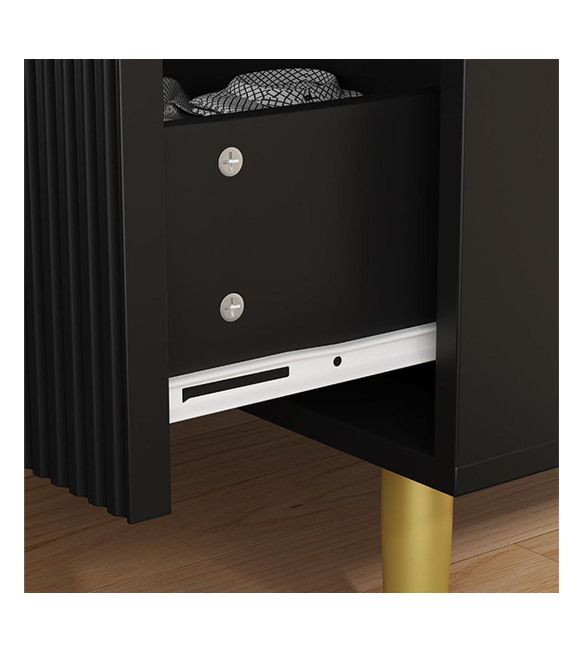 homfan 6 Drawer Fluted Dresser Furniture, Wooden Chest of Drawers with Metal Handle, Modern Wide for Living Room, Bedroom, or Hallway