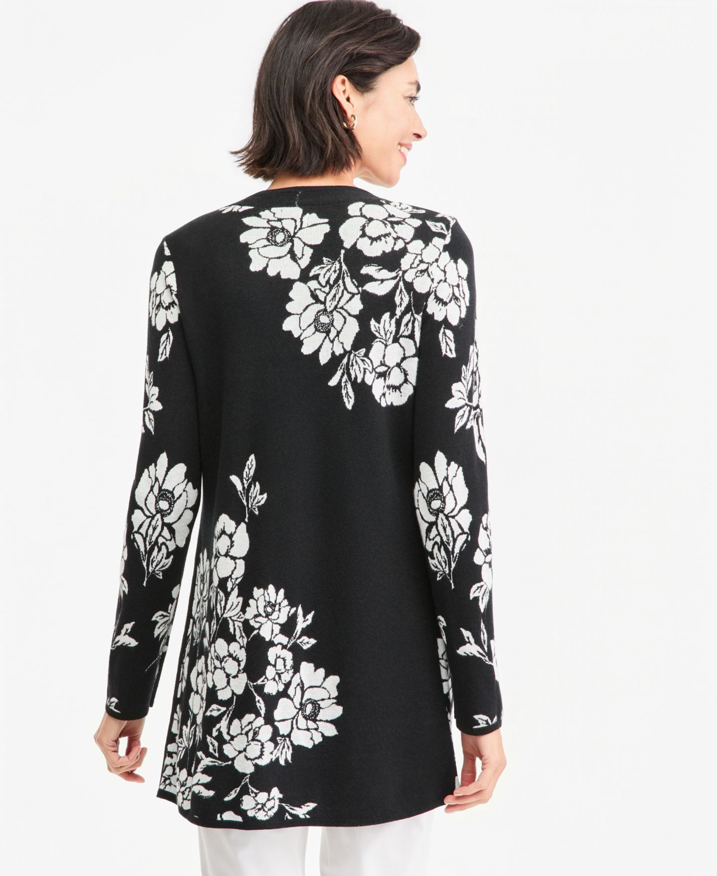 Женский кардиган JM Collection Printed Open-Front, цвет: Глубокий чёрный — фото 2