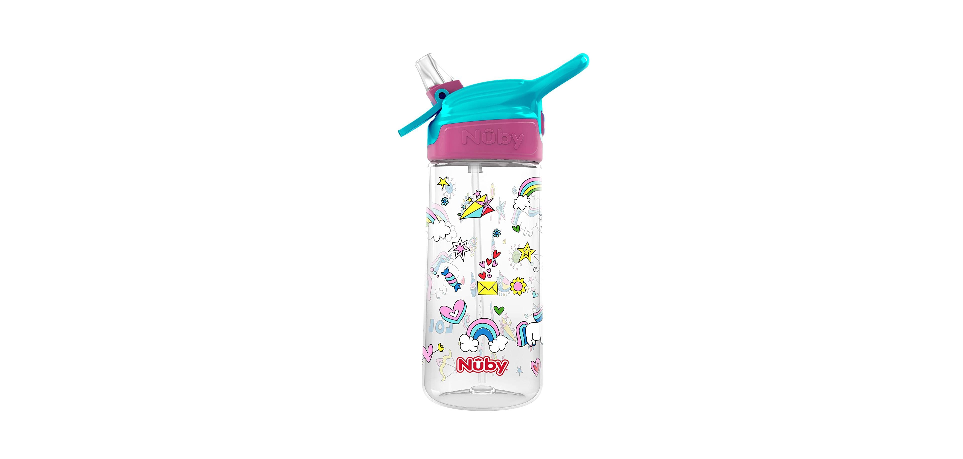 Nuby Flip-it Soft Spout Tritan Water Bottle, Unicorns, 18 Oz
