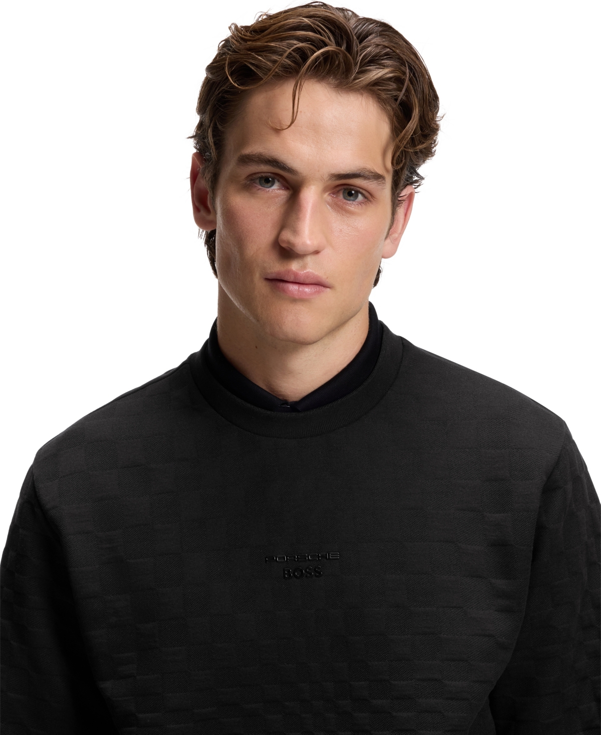 Boss by Hugo x Porsche Men's Regular-Fit Check Jacquard Sweatshirt