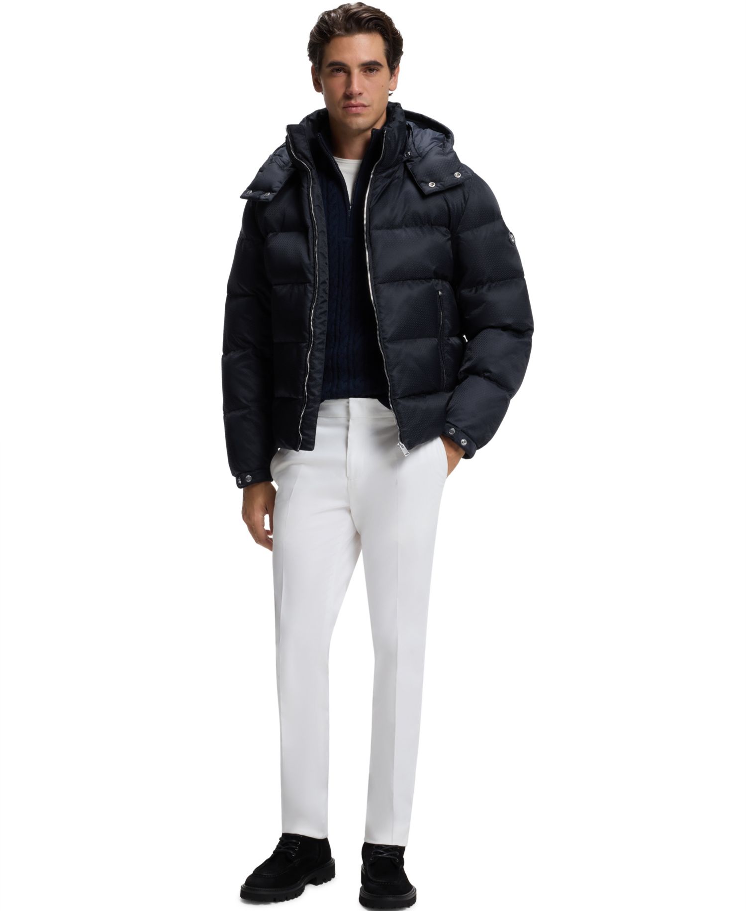 BOSS by Men's Water-Repellent Padded Jacquard Jacket