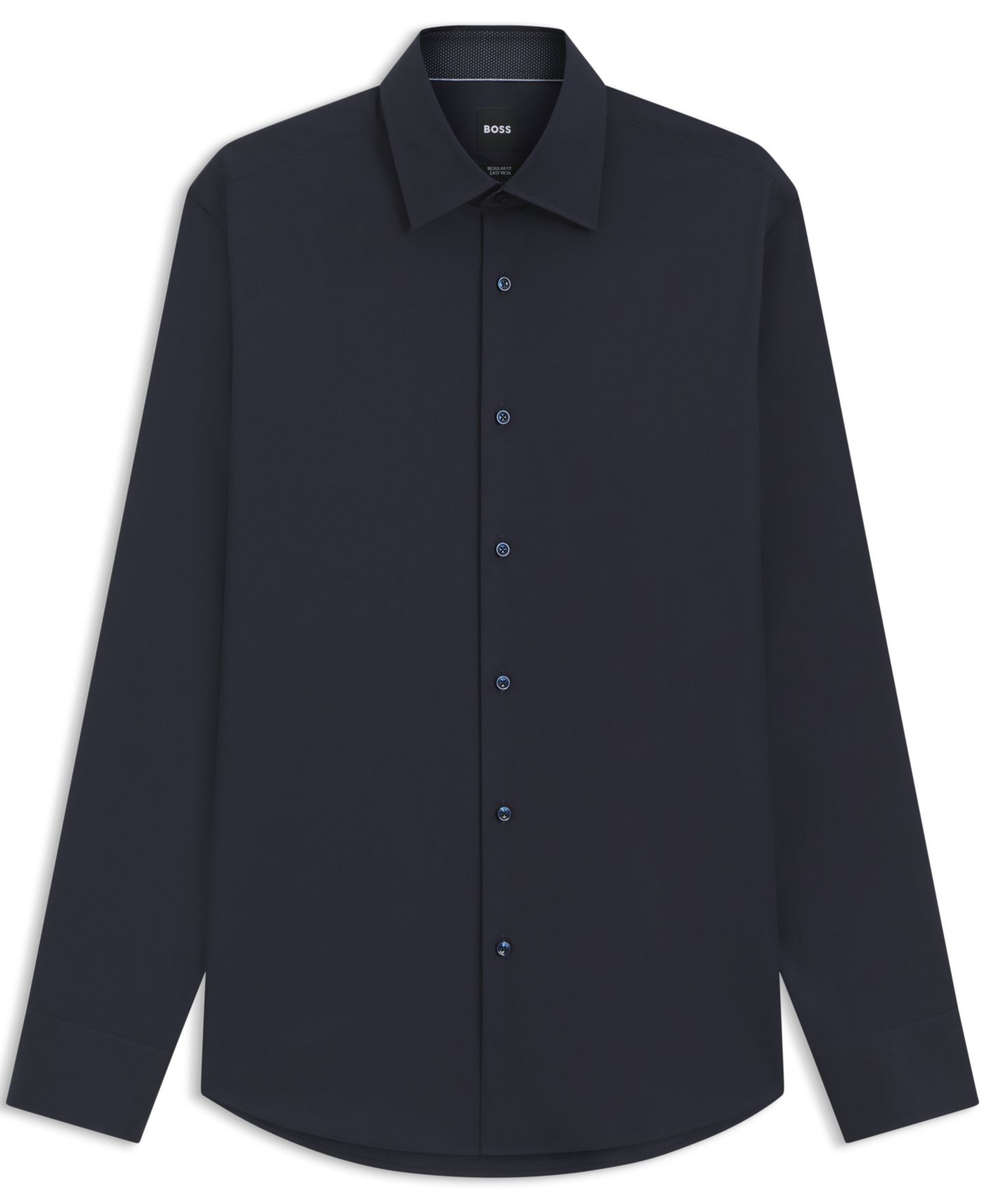 Мужская рубашка Hugo Boss Stretch Cotton Regular-Fit Dress Shirt, цвет: Тёмный синий — фото 3