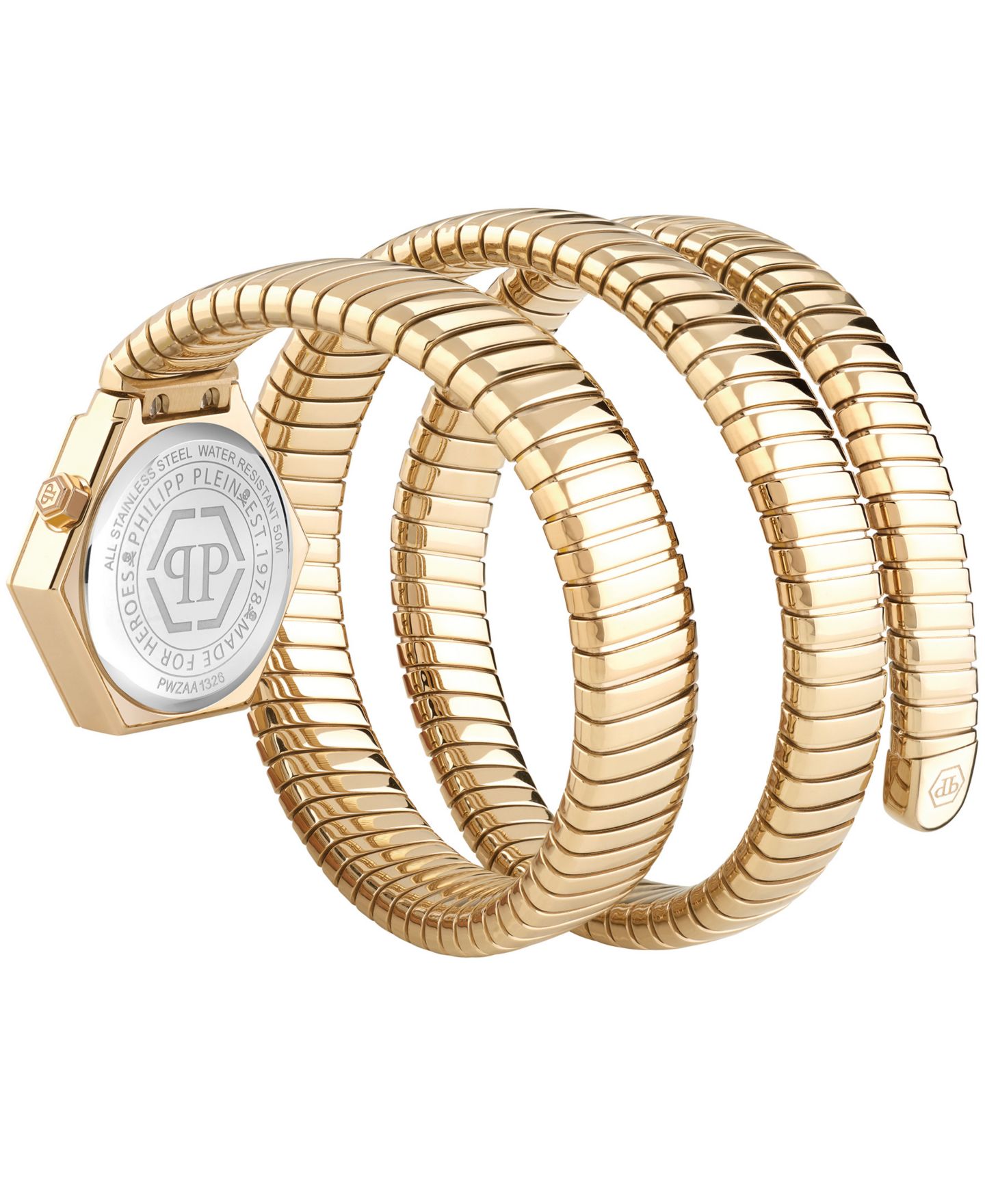 Женские часы Philipp Plein Snake Hexagon IP Yellow Gold Stainless Steel Bracelet Watch 24mm — фото 3