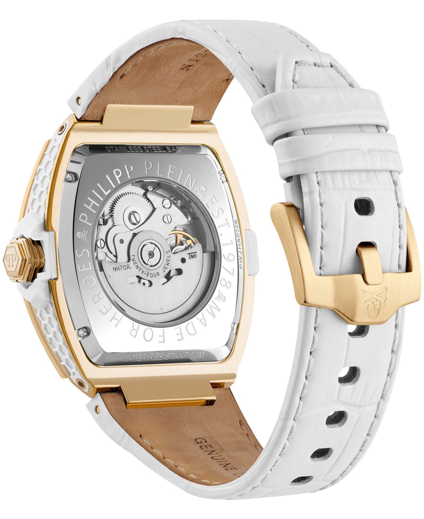 Мужские часы Philipp Plein Skeleton 2.0 White Calf Leather Strap Watch 44mm — фото 3