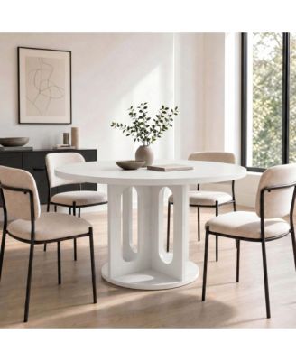 47 Inch Round Dining Table Seats 4-6, Circular Kitchen Table with Cross Pedestal Base, Idea for Dining Room, Kitchen and Living Room