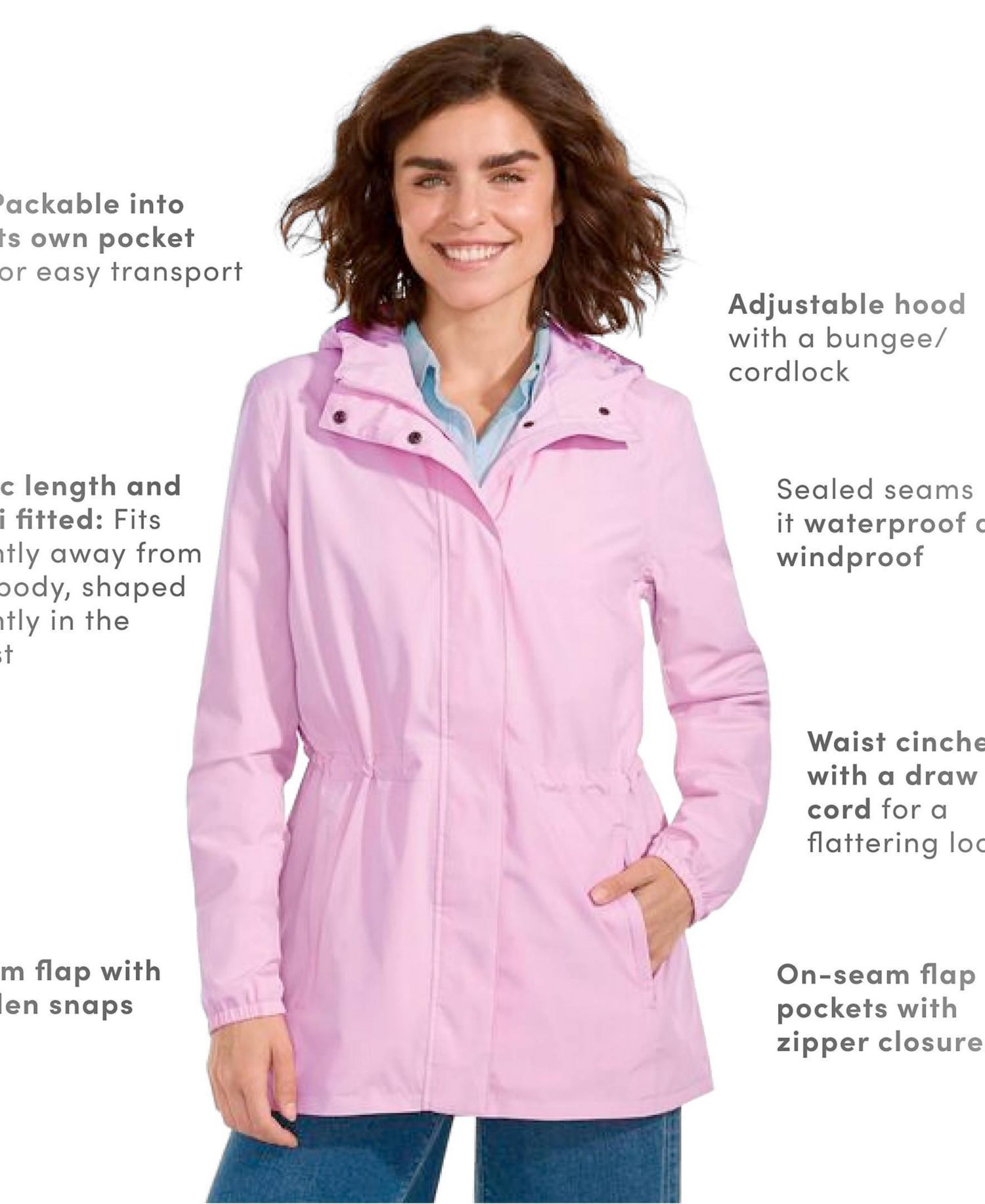 Plus Size Squall Packable Waterproof Raincoat