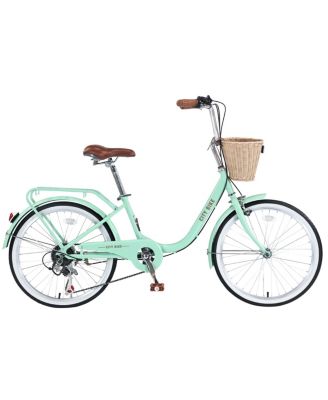 7 Speed City Bike With Basket , Steel Frame, 22 Inch Kids Bicycle