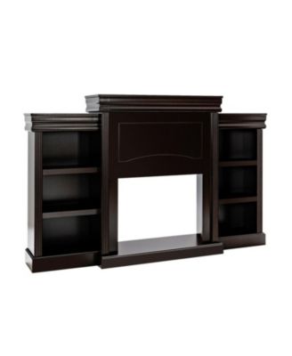 70 Inch Fireplace TV Stand Media Console with Open Bookcase Shelves