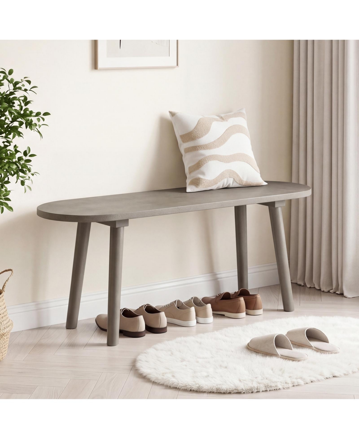 Costway 43" Solid Wood Farmhouse Dining Bench with Rubber Wood Legs