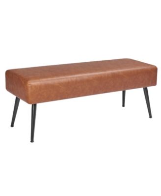 PU Leather Upholstered Bedroom Bench with Metal Legs 15.7 x 43.3 x 16.9 in 660 lbs