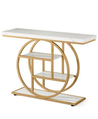 41.3" Industrial 4-Tier Console Table with Circle Base